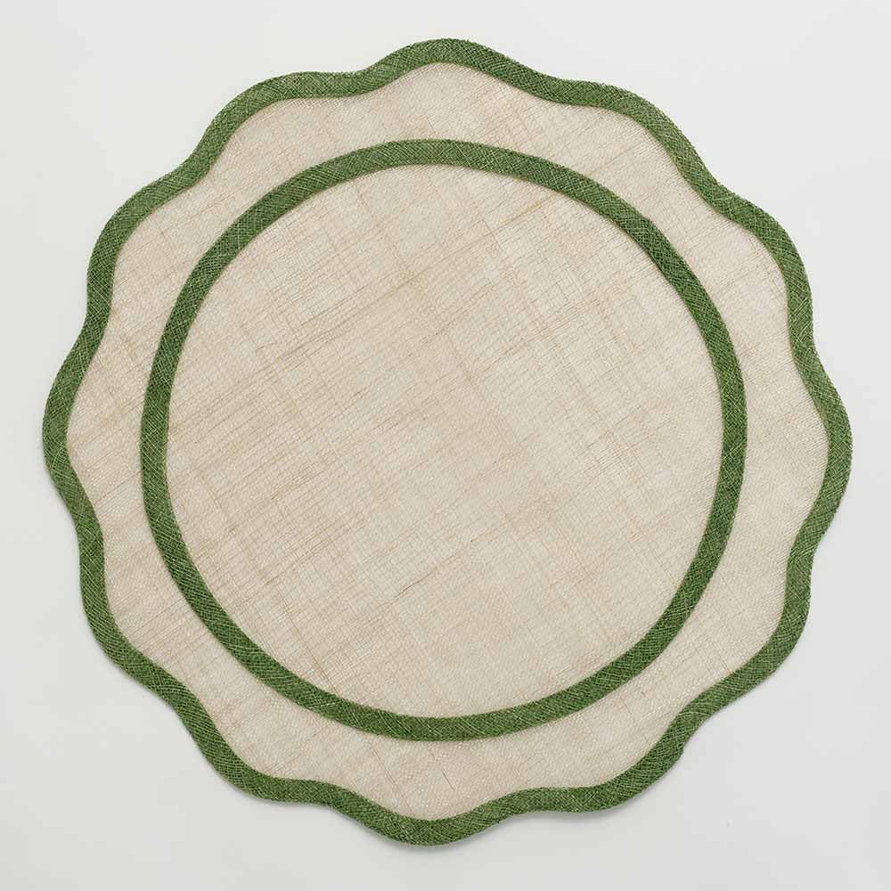 Green Scalloped Rice Paper Placemat | Set of 4