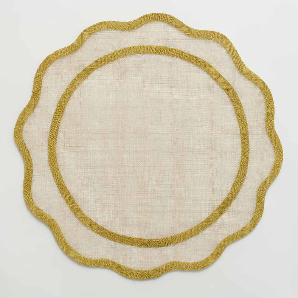 Yellow Scallop Edge Woven Placemats | Set 4