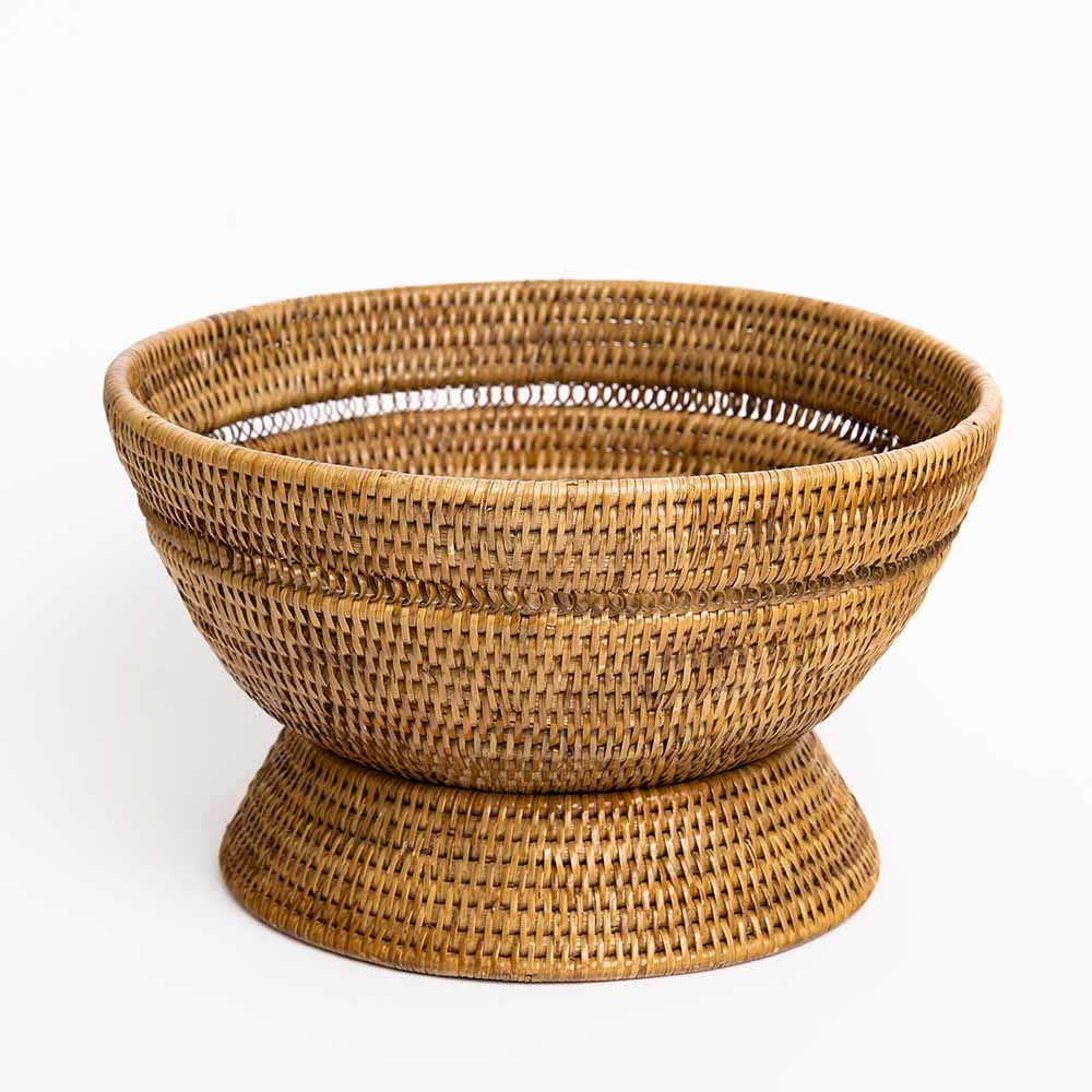 Pedestal Rattan Bowl at Rosie Halsey blog