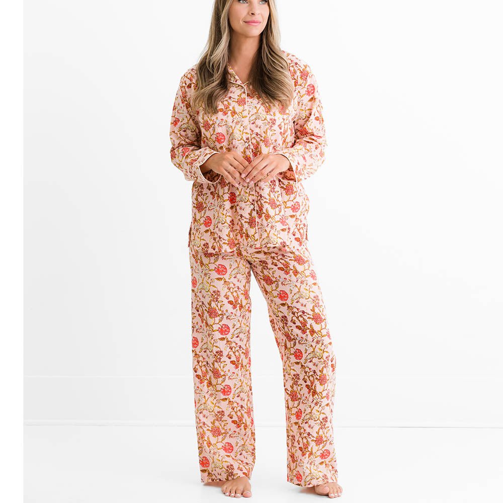 Mila Floral Blush Pajama Set + Robe + Headband