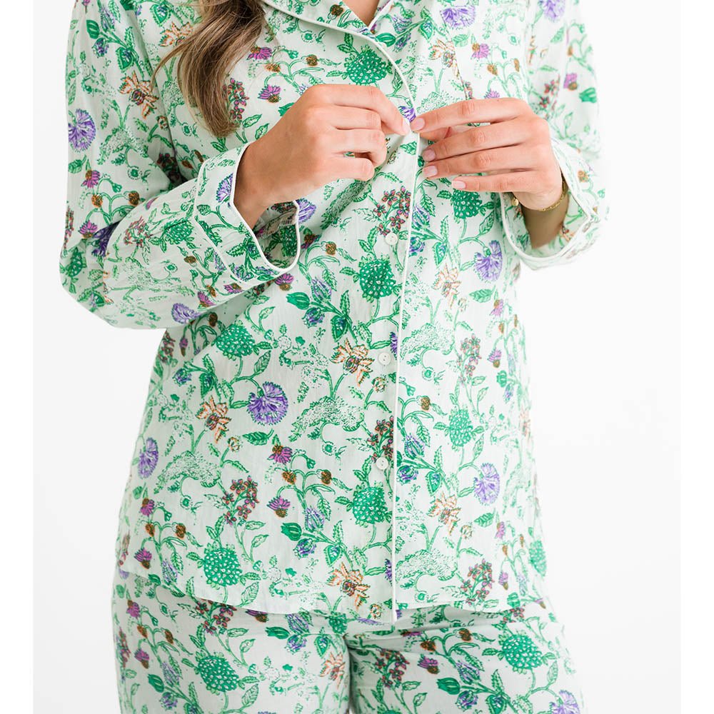 Mila Floral Emerald Pajama Set