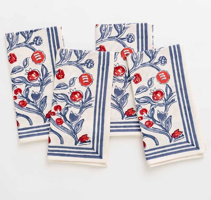 Emma Red &amp; Blue Napkin | Set of 4