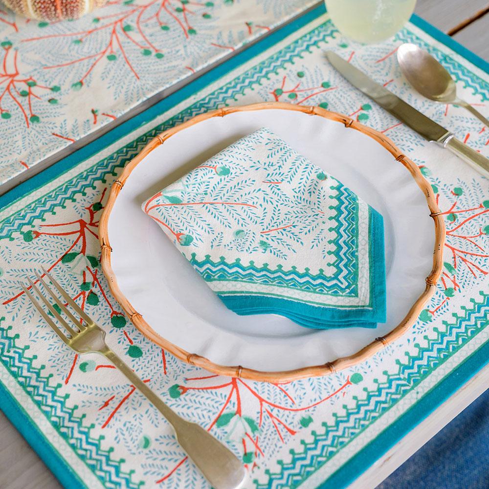 Sea Fan Placemat with matching napkin and tablecloth