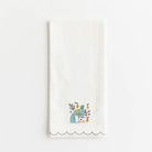 Embroidered tea towel with partridge