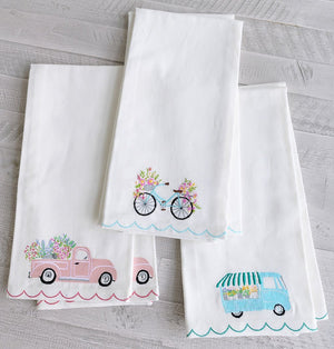 Folk Dance Embroidered Tea Towel Set of 2