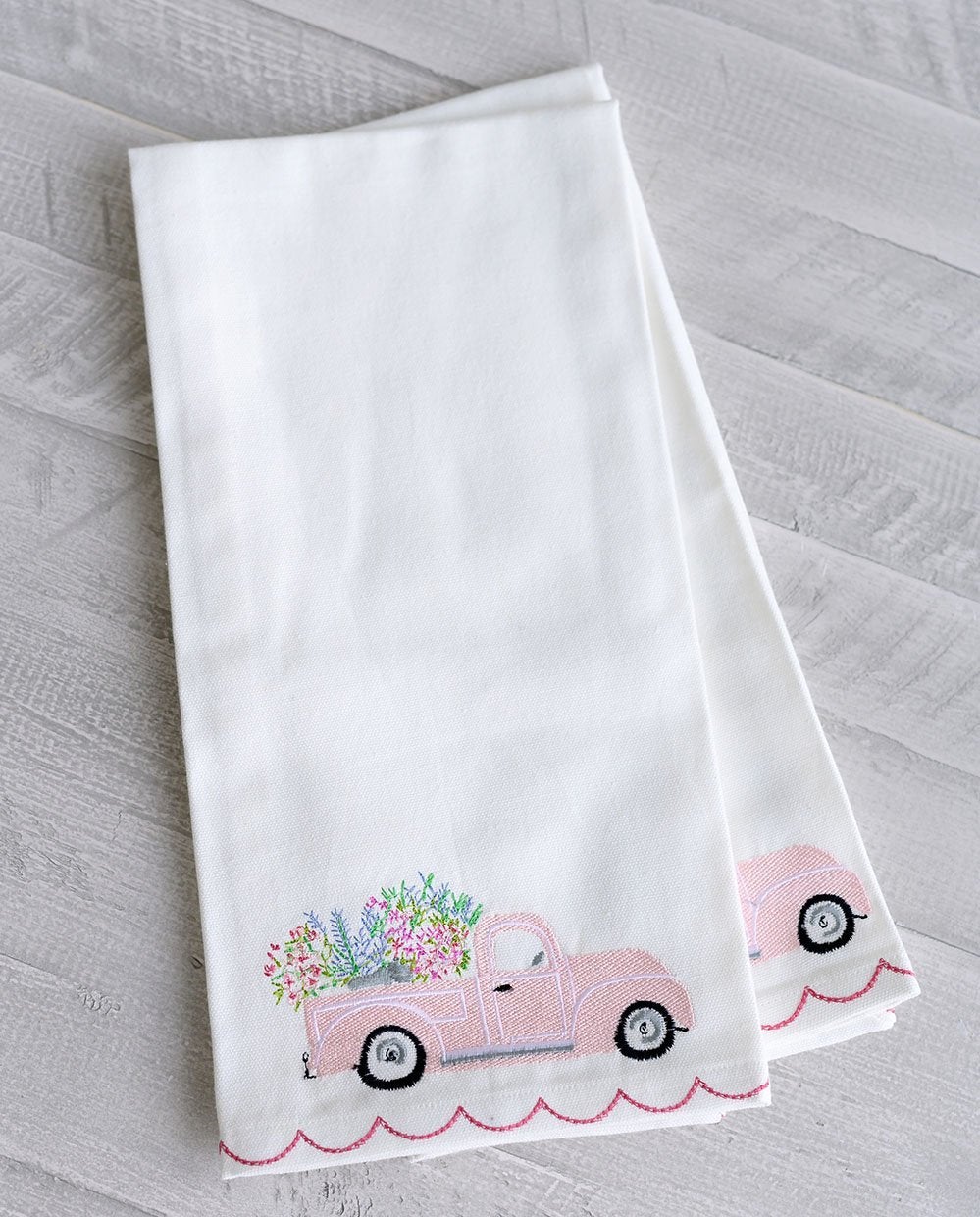 Blossom Truck Tea Towel Set- 2- spring kitchen and table accessories