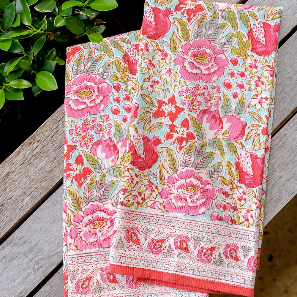 Wildflower Garden Tea Towels in pink and red