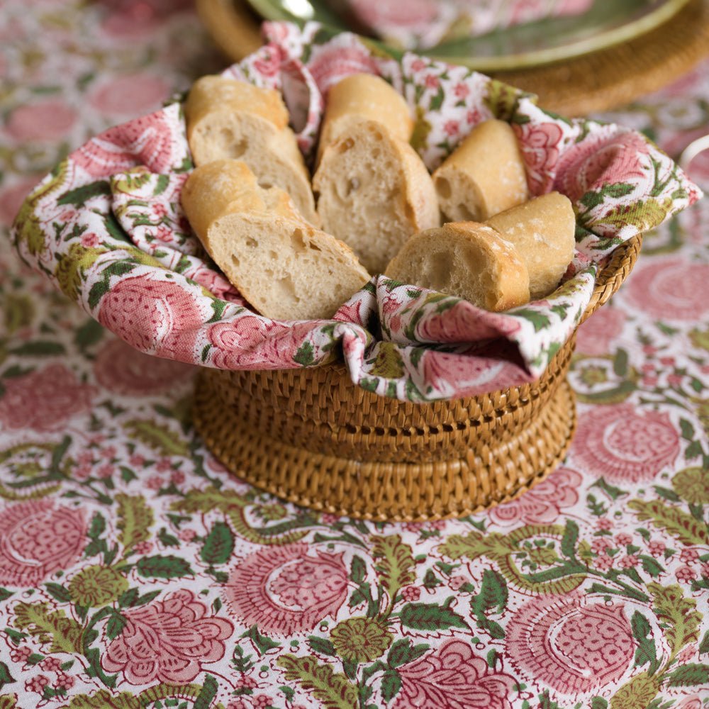 woven rattan mini basket with bread