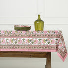Bohemian Floral Moss Green & Mauve Pink Tablecloth