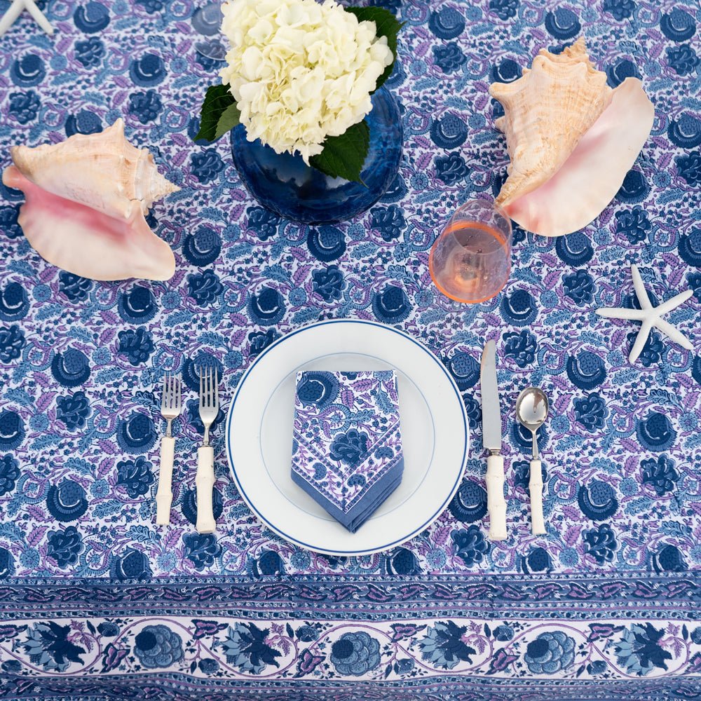 Bohemian Floral Blues &amp; Purple Tablecloth