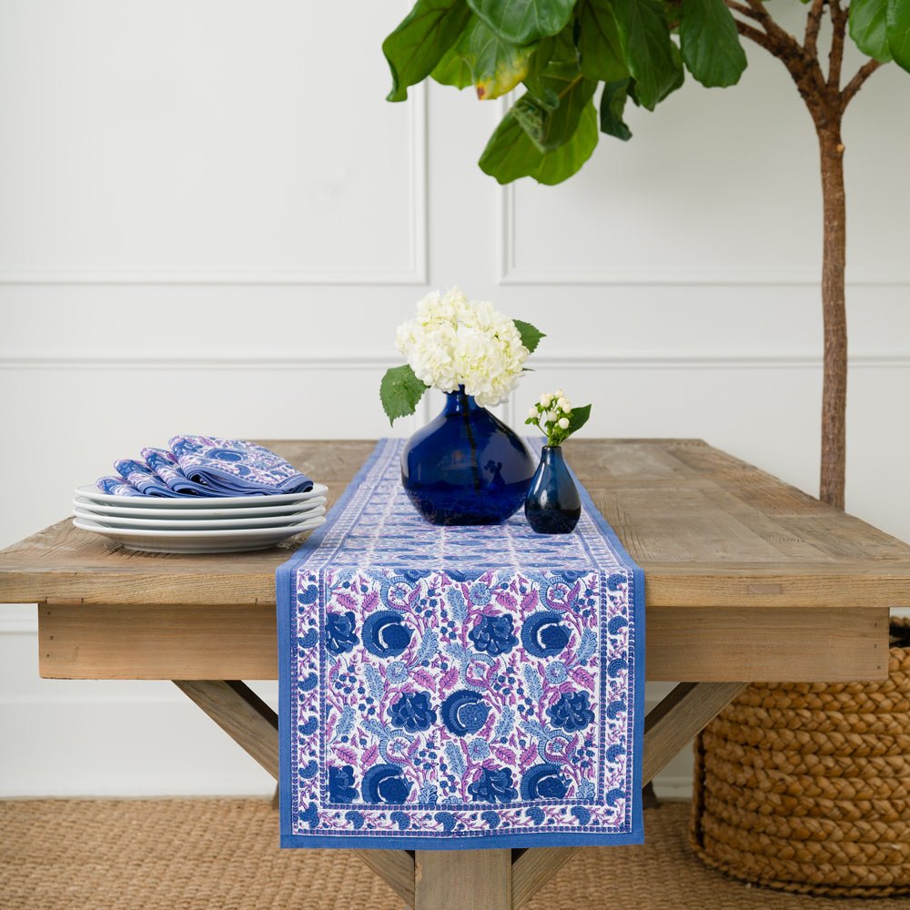Bohemian Floral Purple & Blue Table Runner