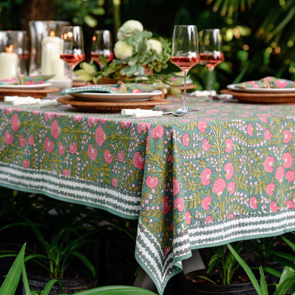 Cactus Flower Jade Tablecloth