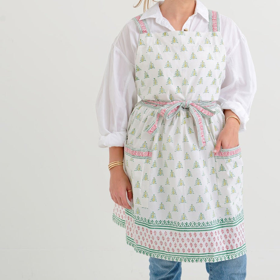 Christmas Tree Apron | Block Printed Holiday Kitchenwear – Pomegranate