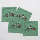 Embroidered Hunt Scene Green Equestrian cocktail napkins