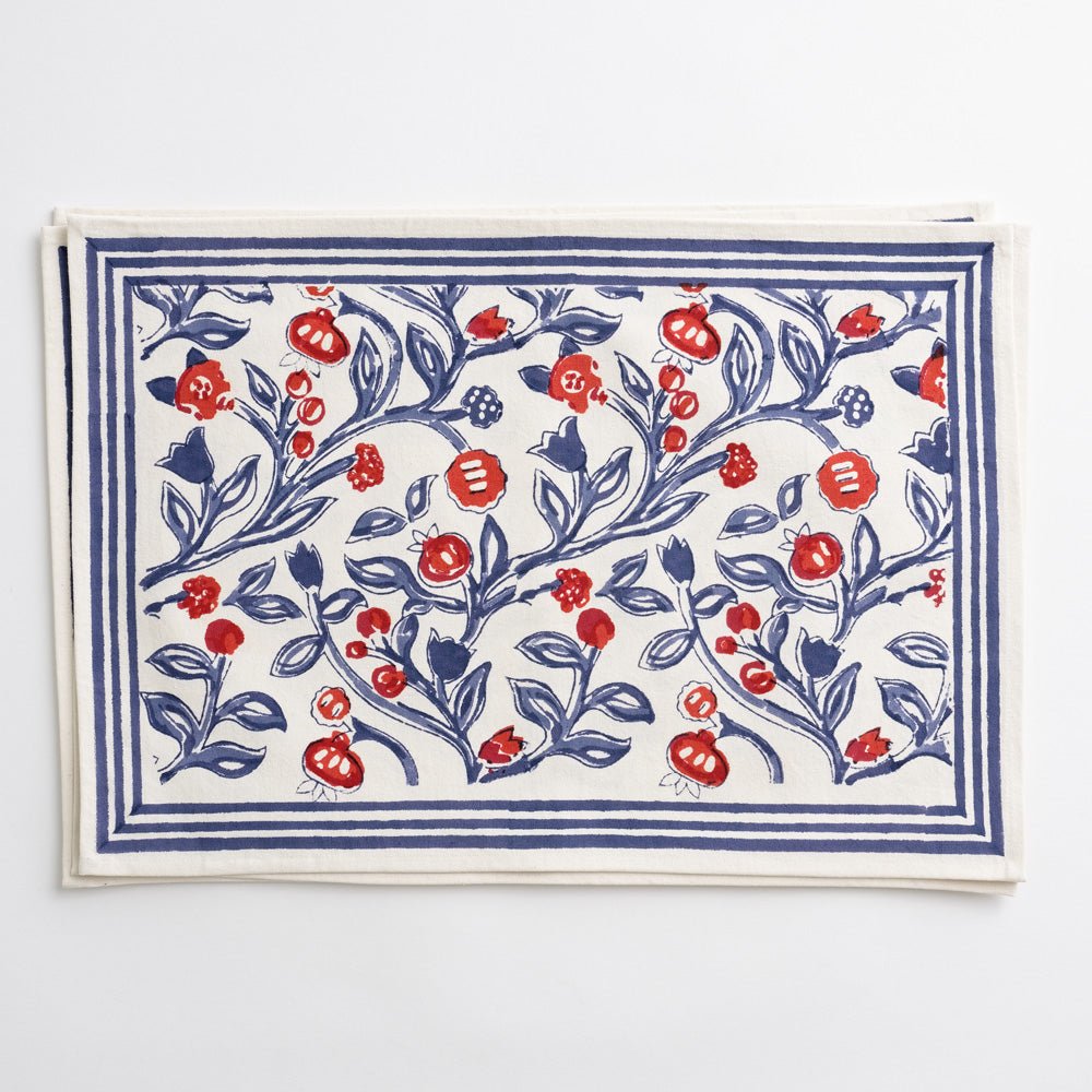 Soleil Placemats, Blue outlet / Red, Set of 4 Linen