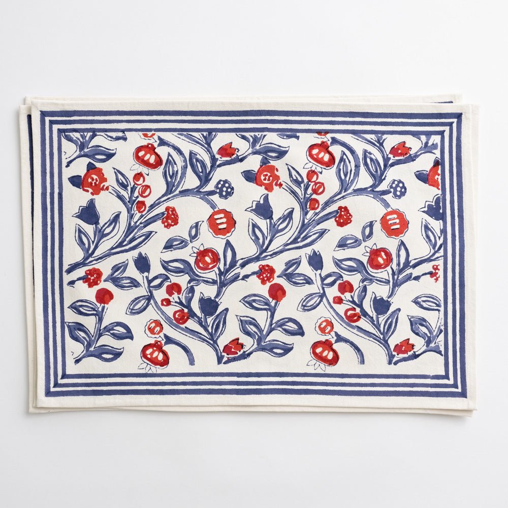 Emma Red & Blue Floral Placemats