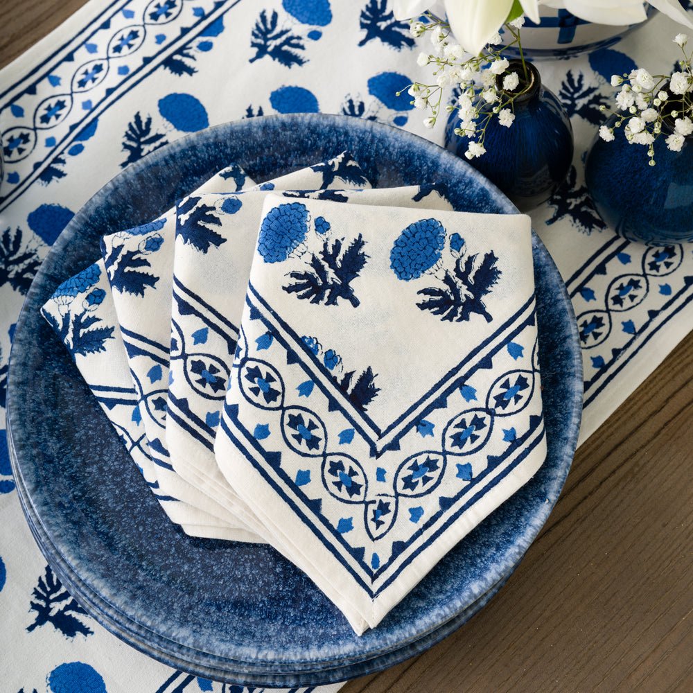 Gaya Cobalt blue & white floral napkins
