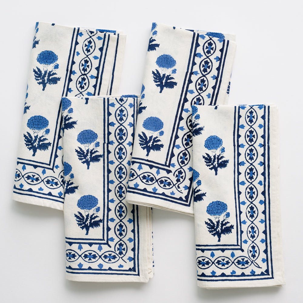 Gaya Cobalt blue &amp; white floral napkins