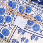 Gaya Cobalt Blue & White floral hand block printed quilt