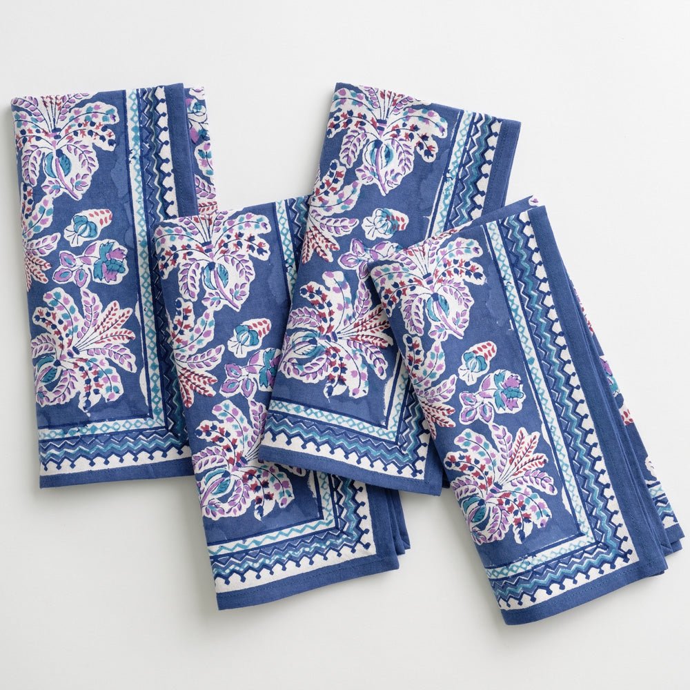 Grecian Palm Blue and Orchid, Purple, Pink Napkins
