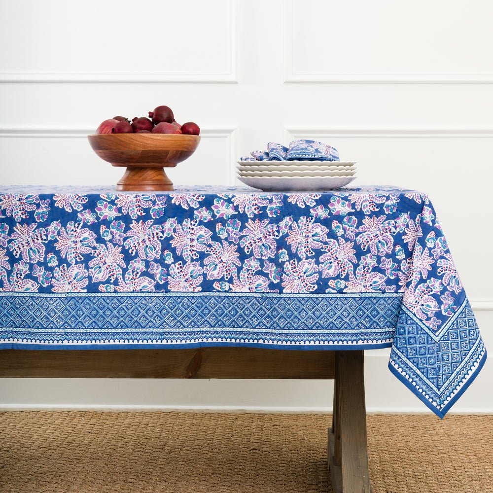 Grecian Palm Blue and Orchid, Purple, Pink Tablecloth