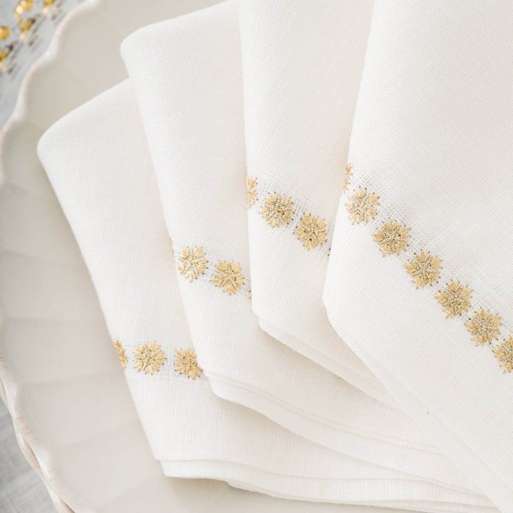 EMBROIDERED LINEN NAPKIN - White