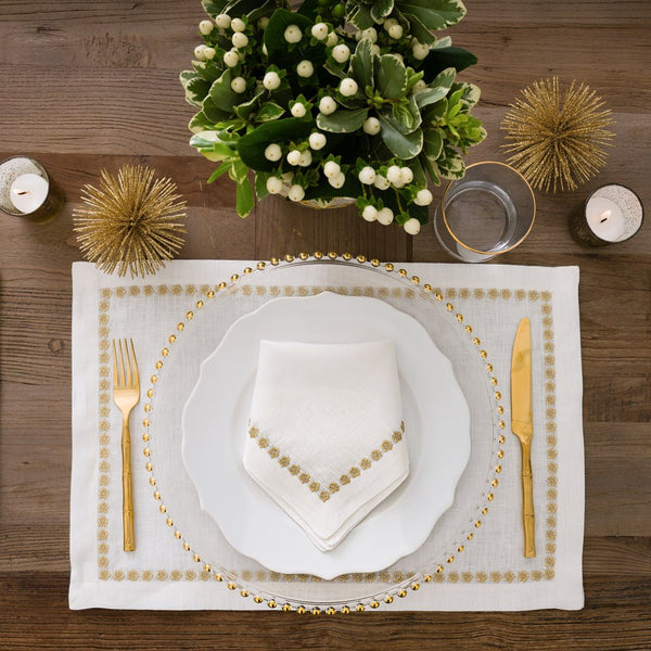 India Hicks Home Gold Stars White Linen Placemat | Set of 4 ...