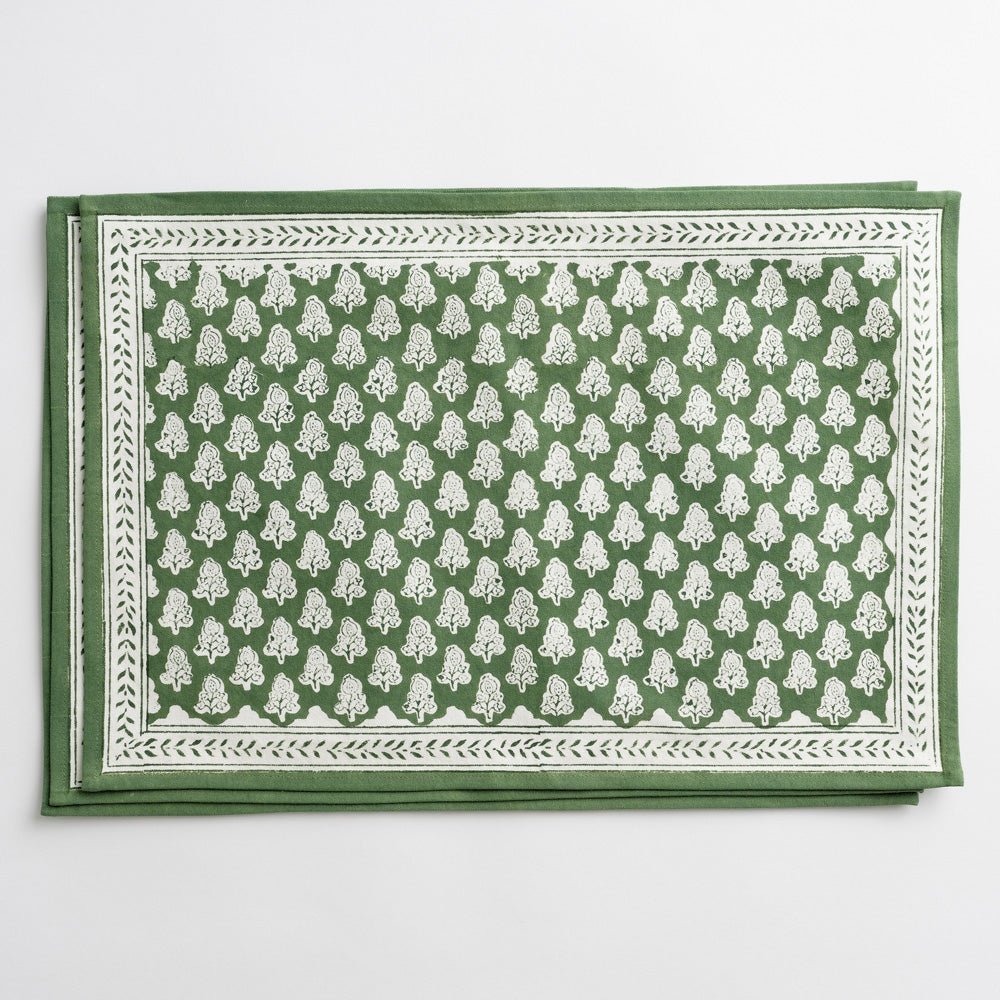 Pom Buti Green & White Floral Placemats