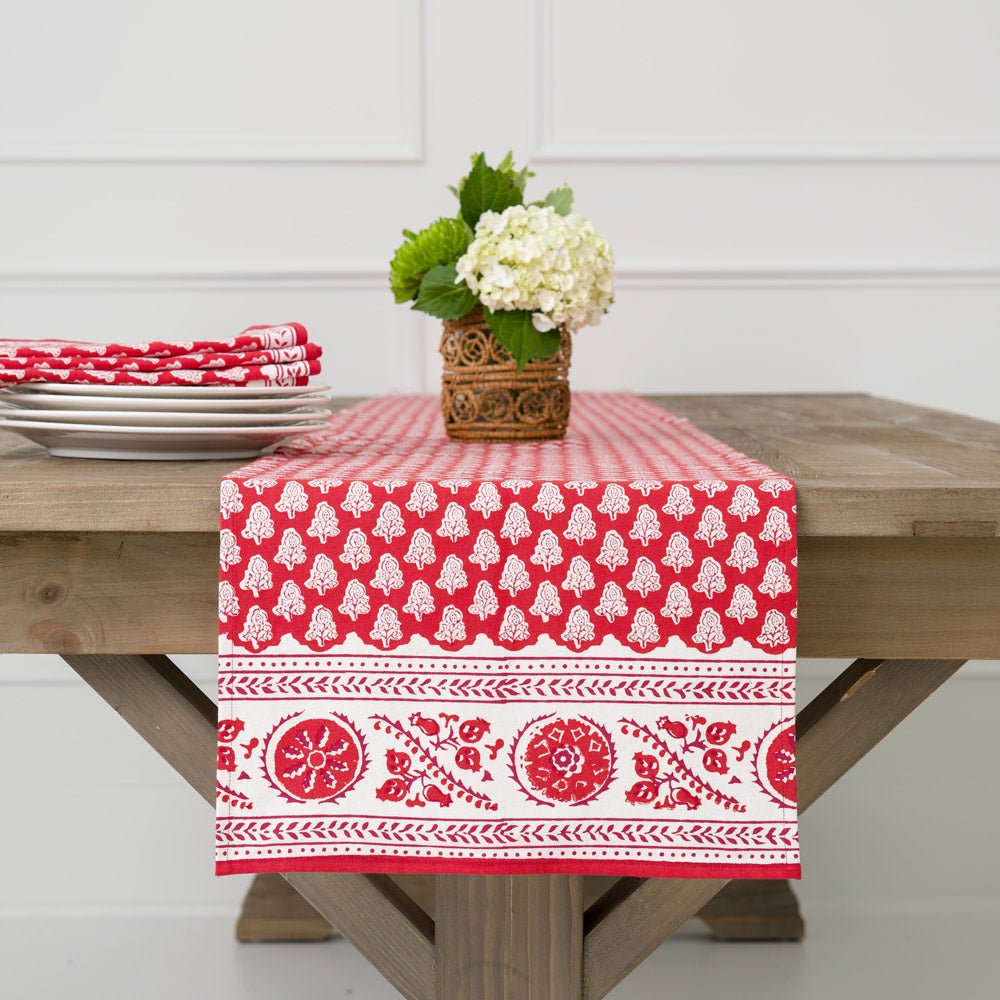 Pom Buti Red Table Runner – Pomegranate
