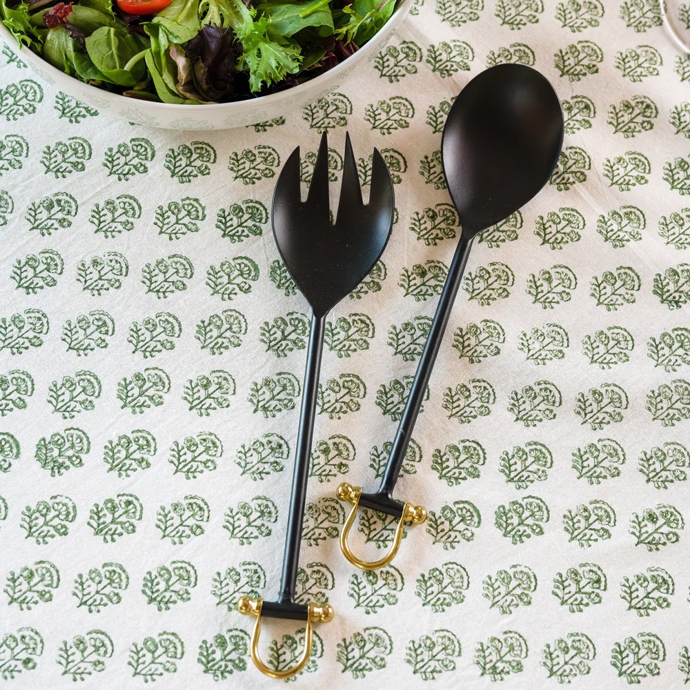 black and gold stirrup serving utensils
