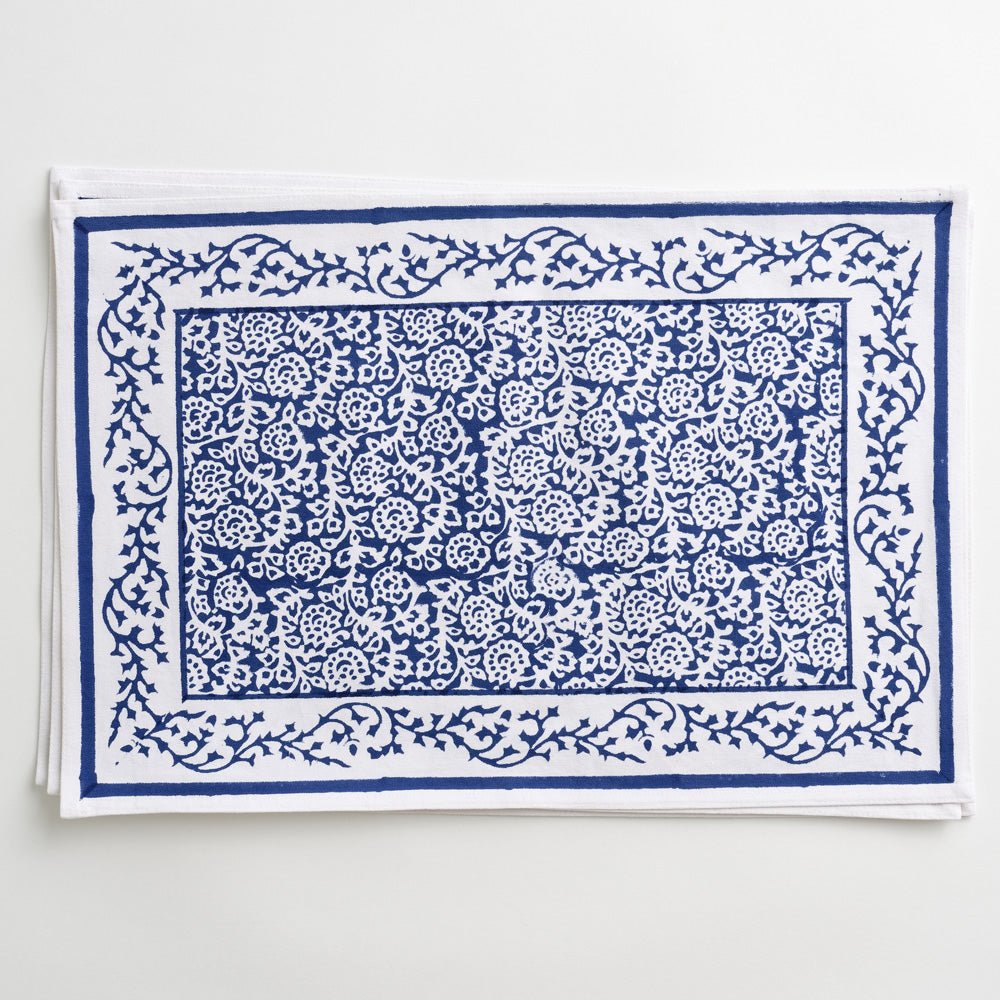 Tapestry dark blue &amp; white placemats
