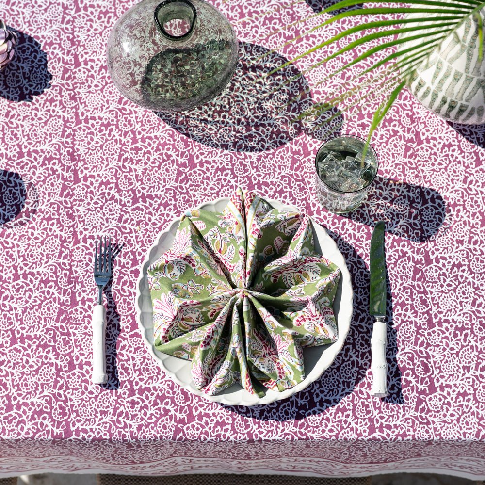Grecian Palm Fern Green & Magenta Pink Napkins