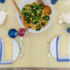Yellow Pom Napkin with matching tablecloth