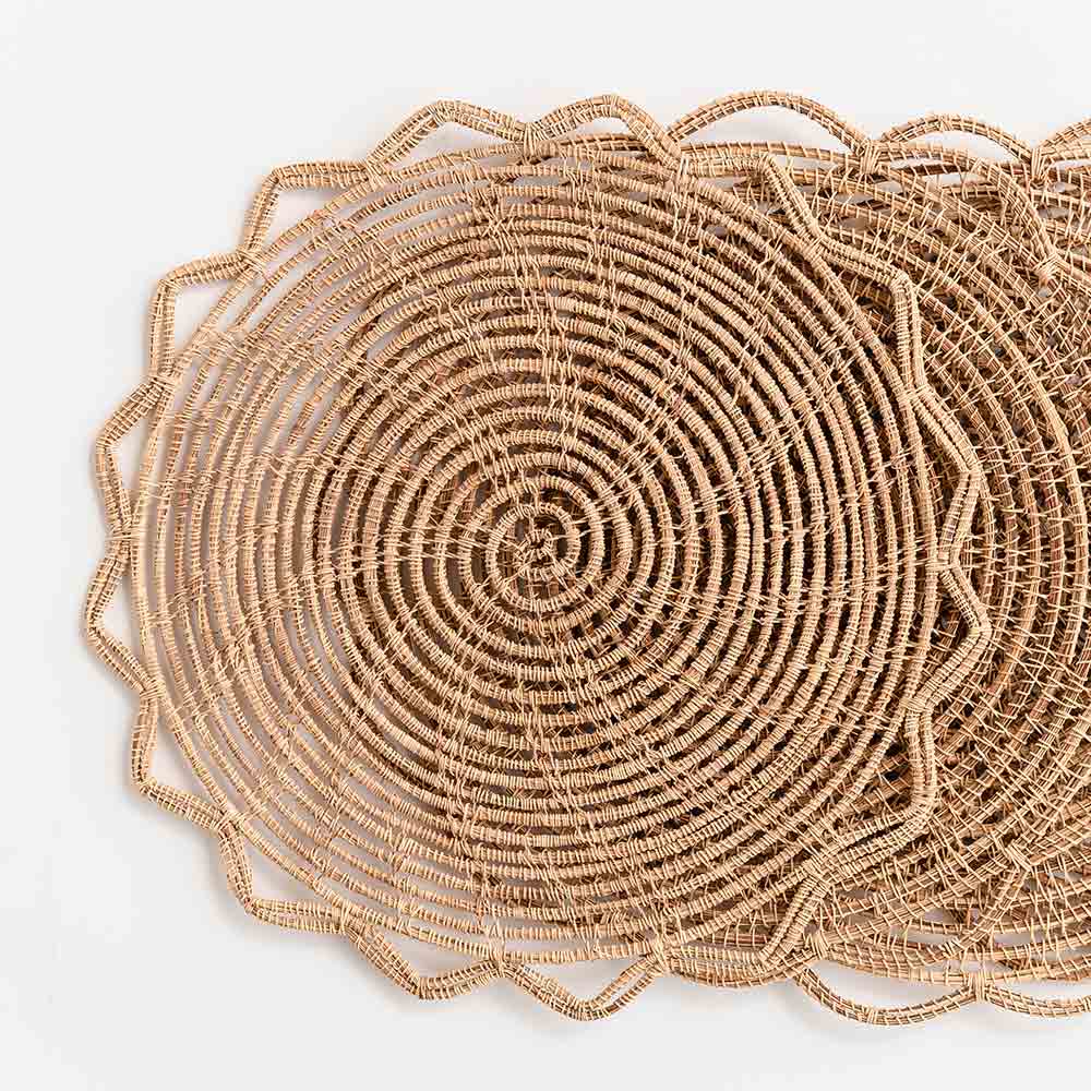 Round Bamboo Cane Placemats Set of 4 || Pomegranate