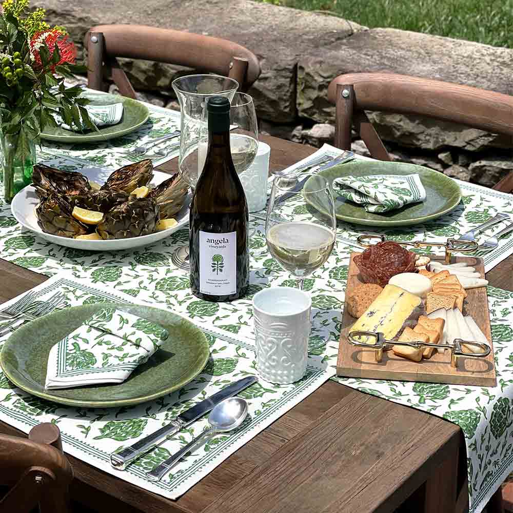 This green and white print on a set of 4 napkins is something so versatile it can be used year round. 