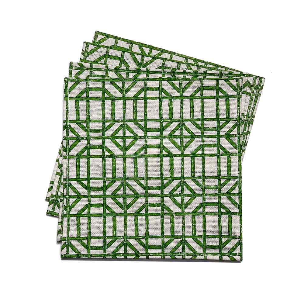 Green Bamboo Square Jute Placemat.