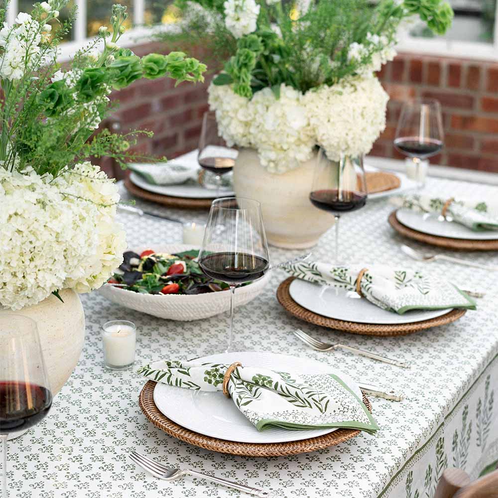 Phlox Green Tablecloth – Pomegranate