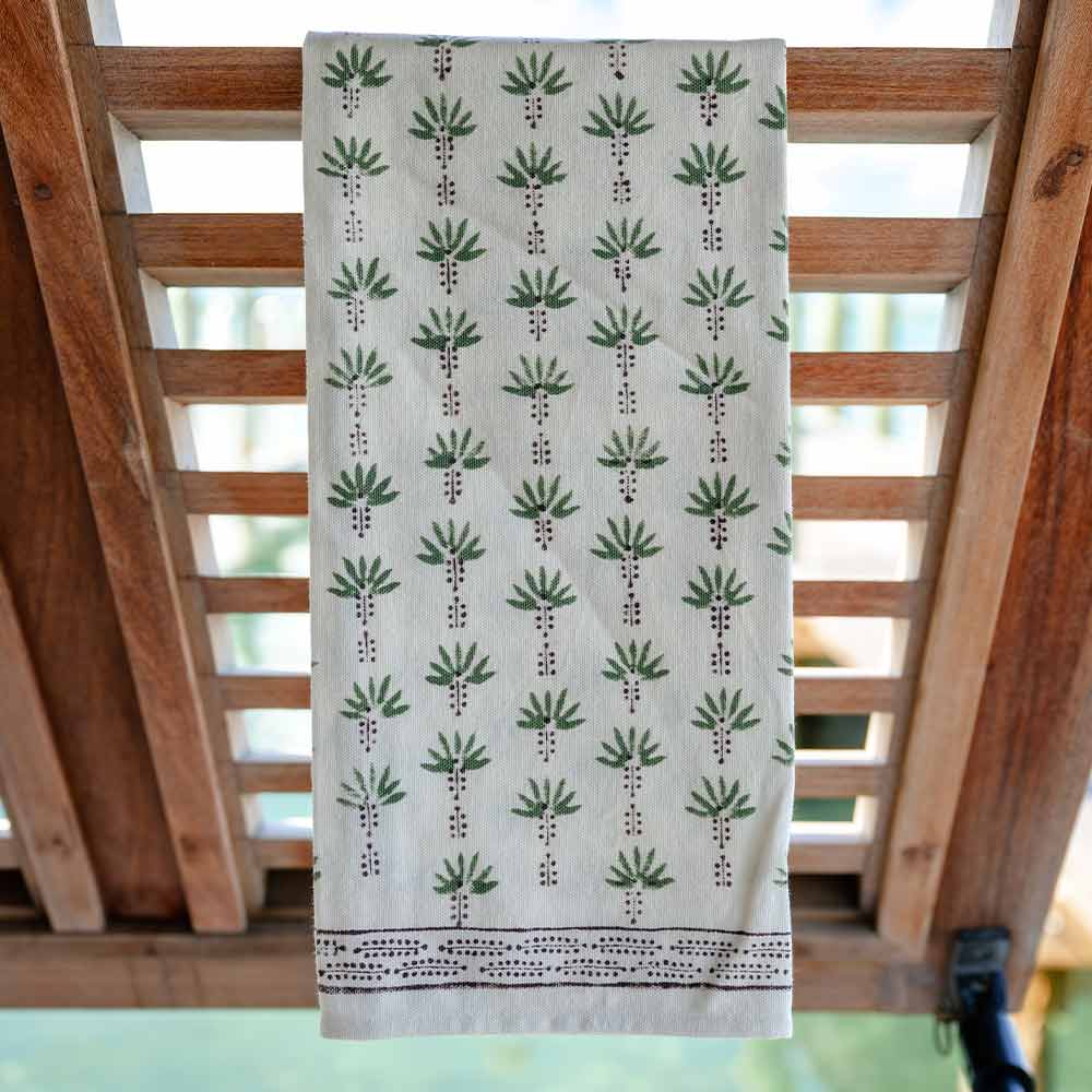 Palm Tree Dot Green Tea Towels