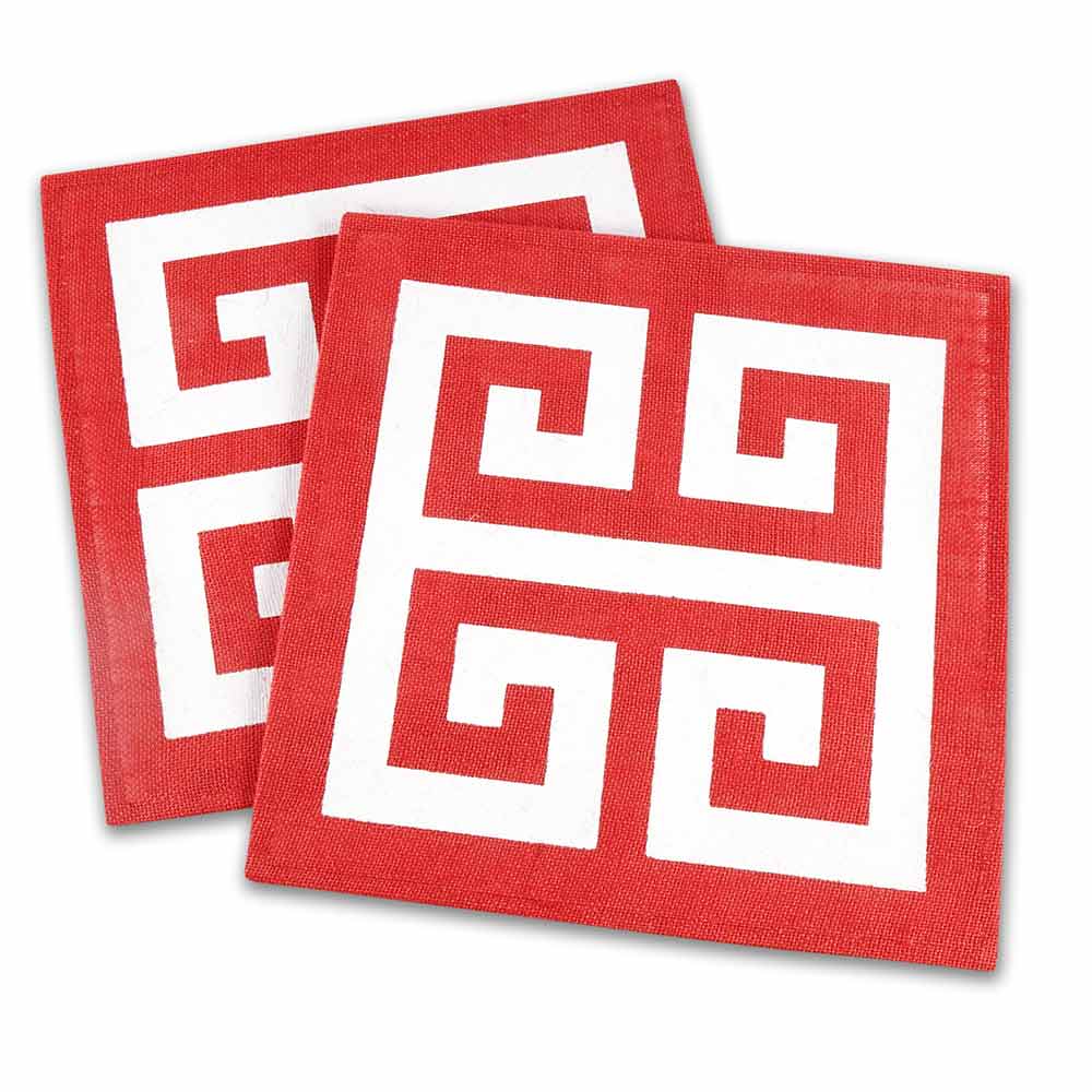Regal Red Greek Key Jute Placemat | Set of 4