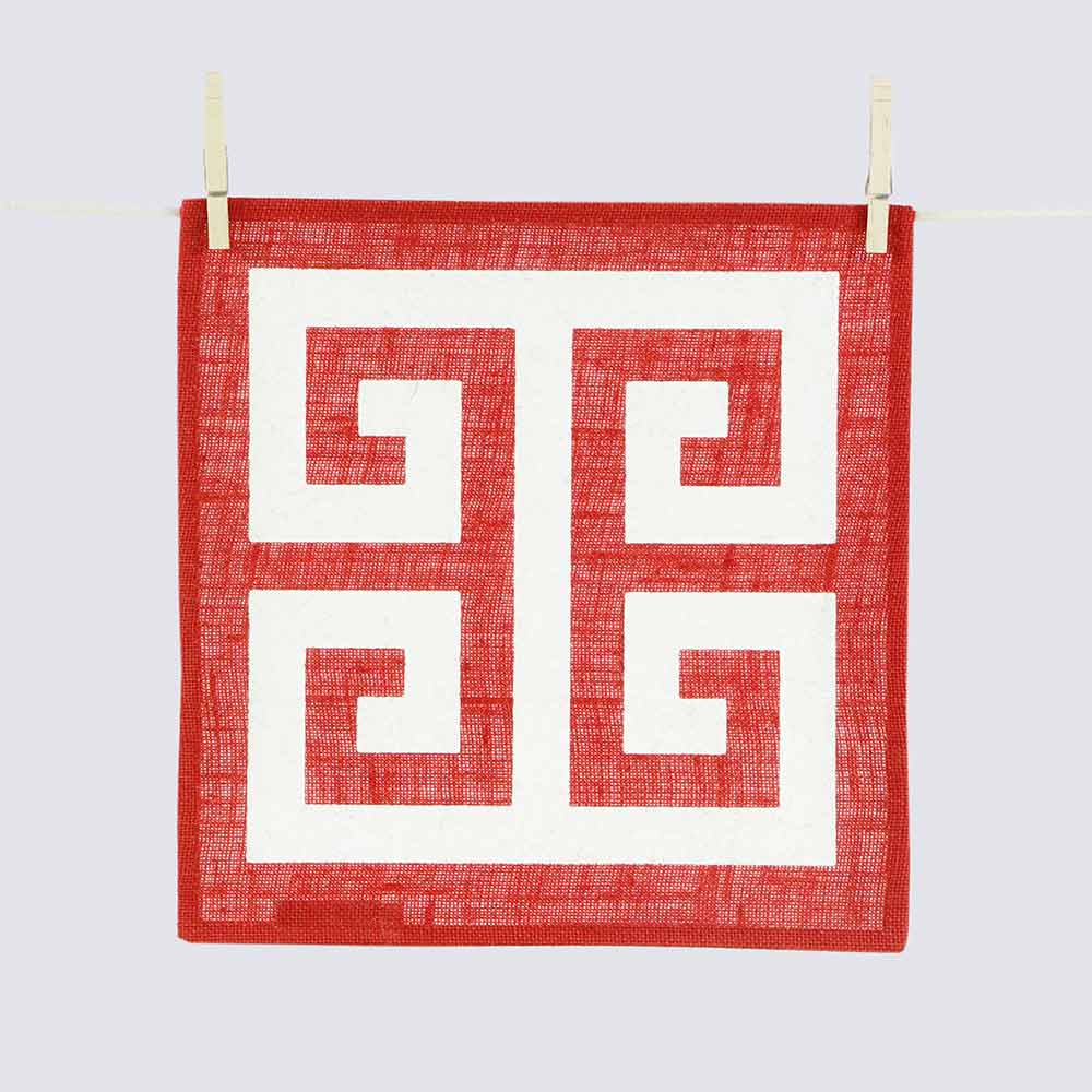 Red Greek key placemats – Pomegranate Inc.