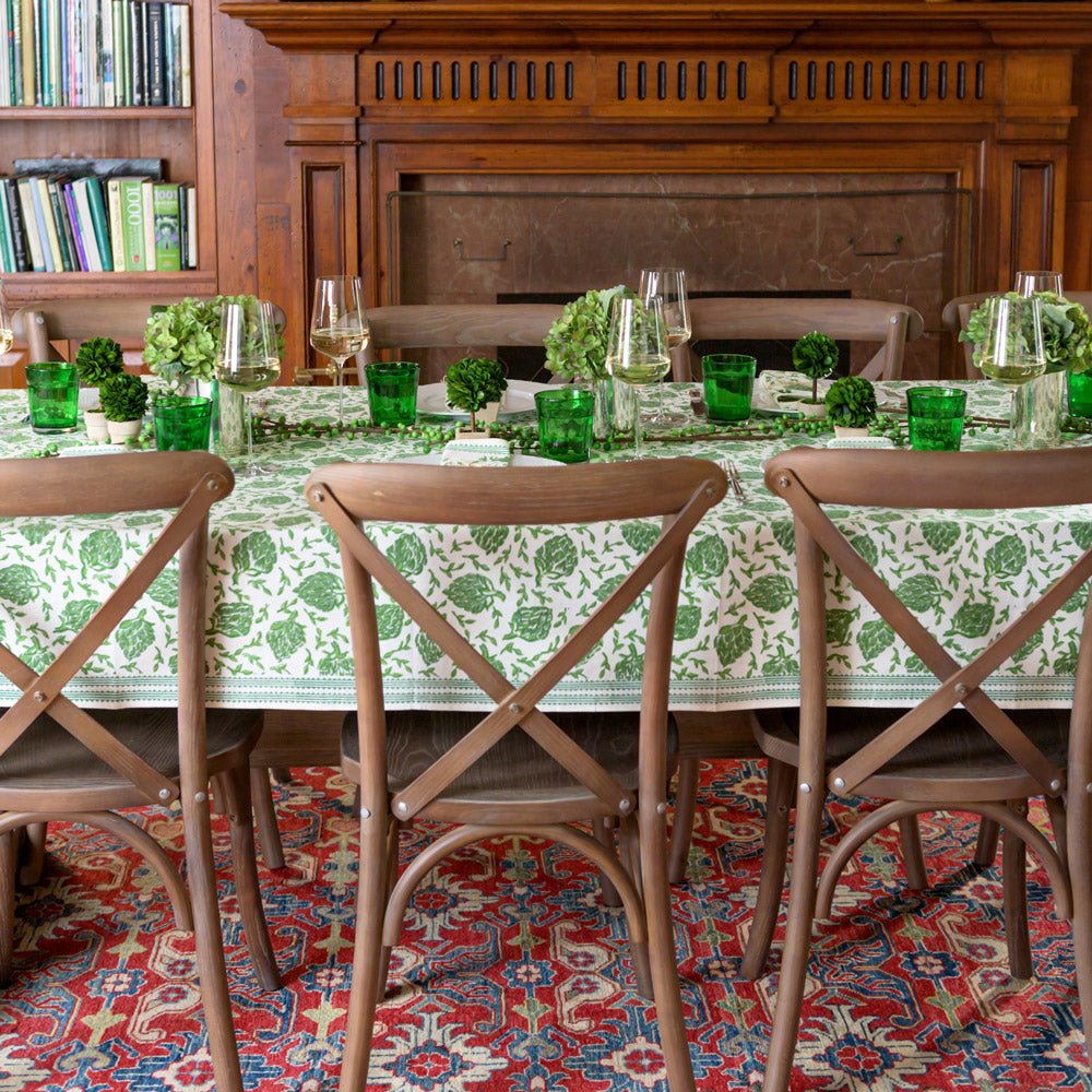 dancing artichoke green tablecloth